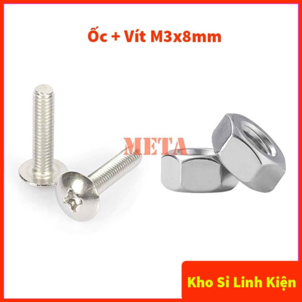 Ốc Vít M3 Chữ Thập - Vít M3 đầu tròn dài 5mm/8mm, Đai Ốc Lục Giác M3 - đường kính trong 3mm