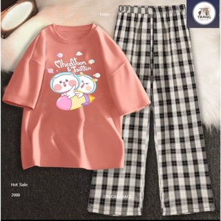Sét áo phông Whee&Taimin + quần bom, Sét bộ Unisex chất đẹp, không xù mặc ở nhà và mặc đi chơi -ShopTrang