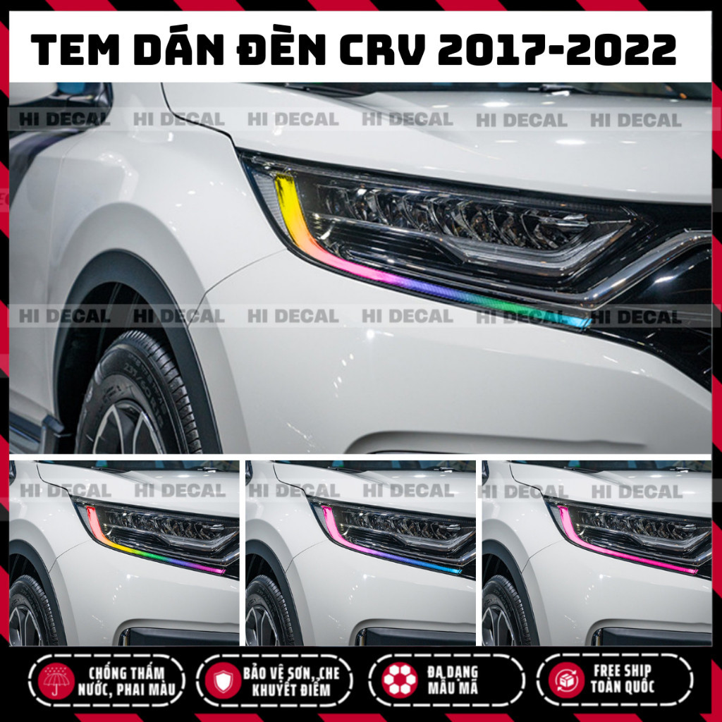 Tem dán đèn CRV 2017 - 2022, decal trang trí đèn CRV bền màu chống xước