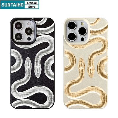 Suntaiho Thời Trang Sáng Tạo Vỏ Điện Thoại Họa Tiết Rắn Cho Iphone 16 15 14 13 12 11 Pro Max IP 7 8 Plus Iphon X Xs XR Xs Max Silicon Mềm Cao Cấp Chống Sốc Ốp Lưng