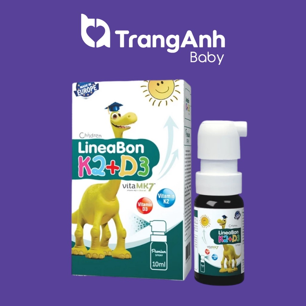 Xịt bổ sung vitamil D3+K2 Lineabon giúp bé phát triển chiều cao