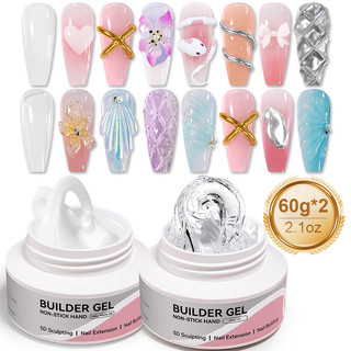  BORN PRETTY 60g Không Dính Tay Nối Dài Gel Sơn Móng Tay Trong Suốt Milky Trắng 3D Đúc Nhanh Buliding Hoa Khắc Acrylic 