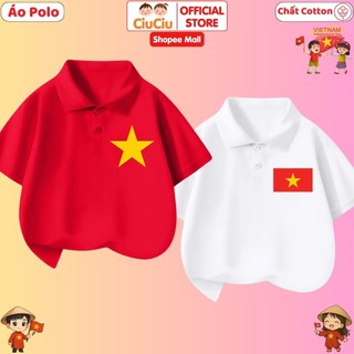  Áo polo bé trai áo Việt Nam cờ đỏ sao vàng cho bé trai bé gái CIUCIU BABY chất cotton co dãn mềm mát 