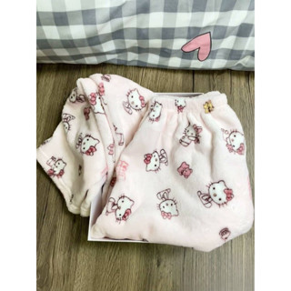 Fds Hello Kitty Pyjama Quần Dâu Dễ Thương Gấu Dày San Hô Lông Cừu Ngọt Ngào Nhiệt Flannel Nhà Quần Nữ Thu Đông