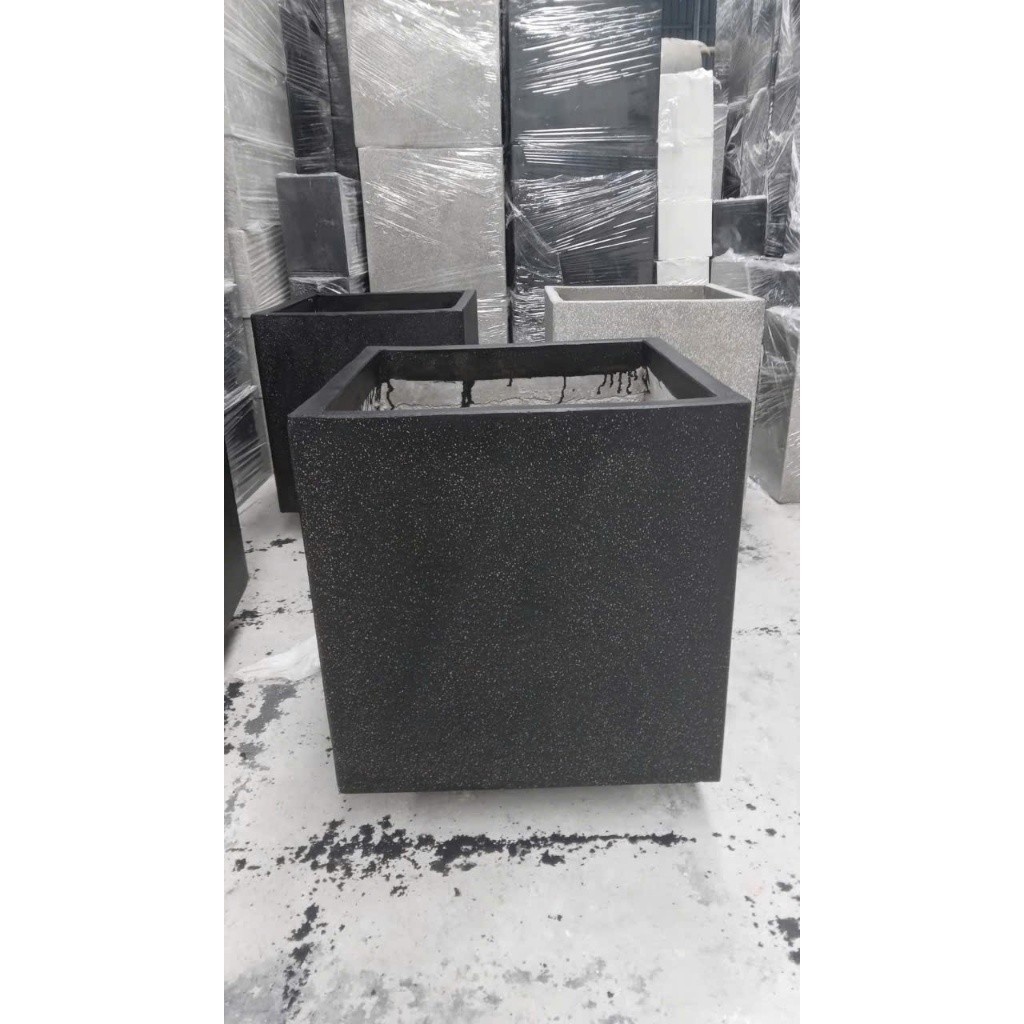 [Hỏa Tốc] Chậu Vuông Đá Mài 60*60 Màu Trắng - Đen - Xám Trồng Cây