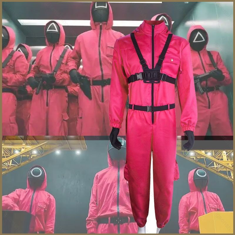 Pg Squid Game 2 cosplay vải đỏ áo liền quần thể thao màu xanh lá cây áo hoodie bộ trang phục sân khấ