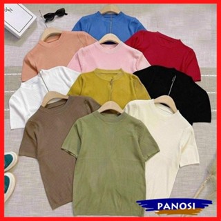 [XẢ KHO] Áo len cộc tay nữ hàn quốc áo len tăm ngắn tay trơn basic chất đẹp Quảng Châu PANOSI - Mã A454