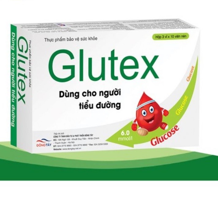 Glutex - Hỗ trợ ổn định đường huyết, giảm tiểu đường từ mướp đắng, lá xoài Hộp 30
