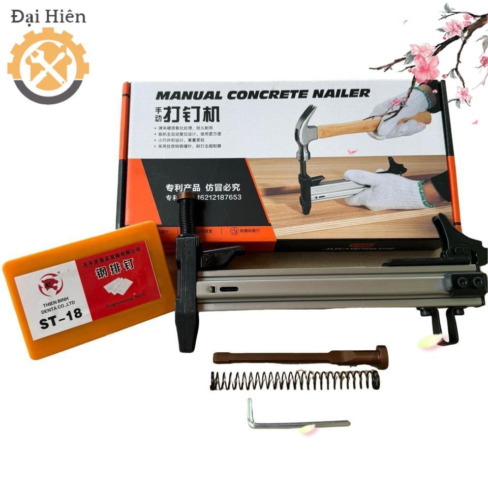 Dụng cụ đóng Đinh bê tông ST18 kèm hộp Đinh, búa đóng đinh bê tông bằng tay ST18 tiện lợi