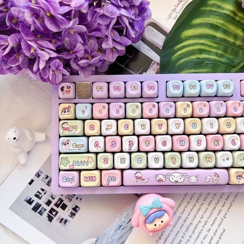 Crayon Shin-Chan Keycaps MOA Profile Bàn phím cơ PBT DYE-SUB năm mặt được cá nhân hóa dễ thương Keycap DIY 128 phím | BigBuy360 - bigbuy360.vn
