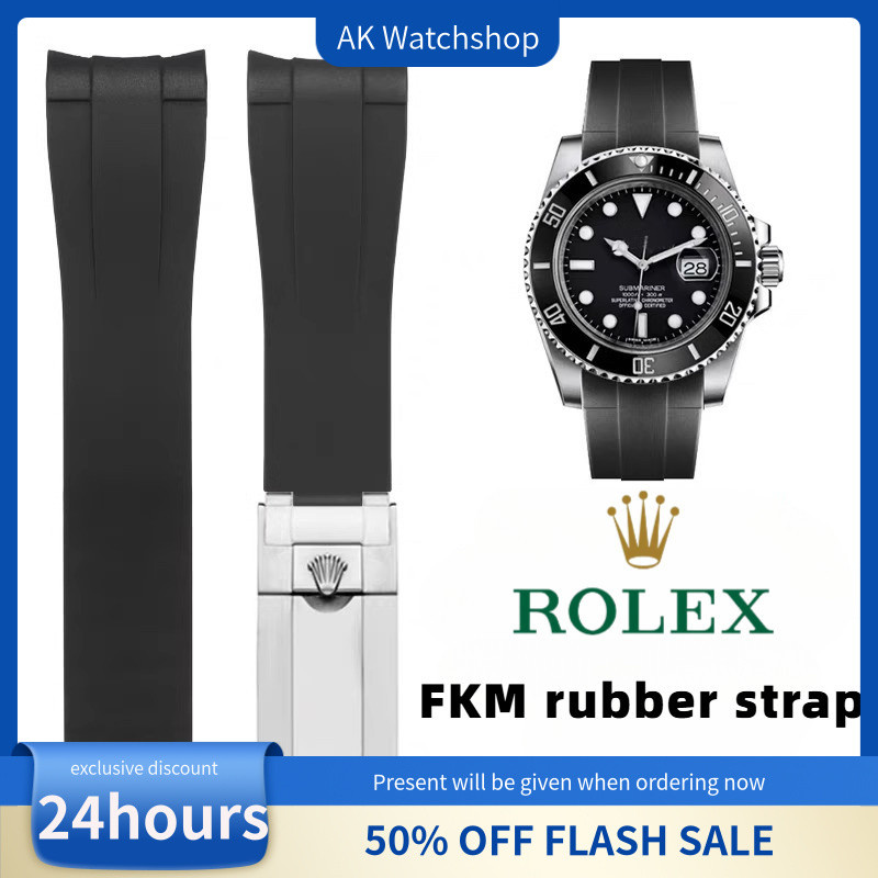 Dây đeo đồng hồ silicon 20mm / 21mm Fluoro Rubber (FKM) cho Rolex Submariner Daytona Explorer GMT - 