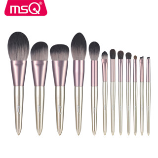 Bàn chải trang điểm MSQ, Bộ 12 cọ trang điểm tóc bằng sợi tinh tế, đầy đủ lông mềm, thích hợp cho mọi làn da