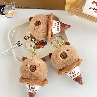 [Jjnzdd] Dễ Thương Kem Nón Capybara Sang Trọng Đồ Chơi Búp Bê Thú Nhồi Bông Móc Khóa Túi Mặt Dây Chuyền Trái Tim Nữ Tính Móc Khóa Treo Trang Trí Phụ Kiện Quà Tặng ELWW