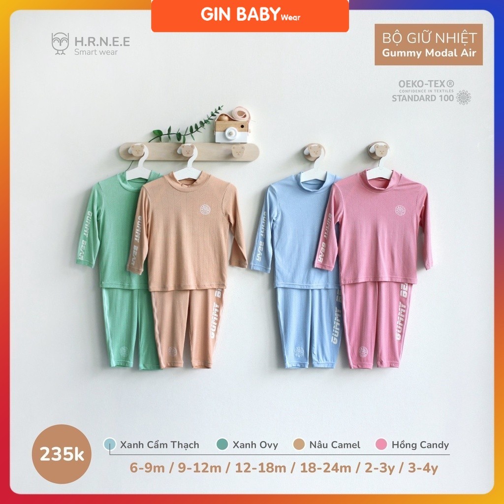 Bộ giữ nhiệt Gummy Modal Air HRNEE, Gin Kids Store bộ thu đông bé trai bé gái 6M-4Y GK001