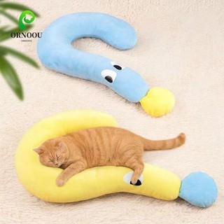 Gối làm dịu thú cưng ORNOOU, Gối ngủ mèo sang trọng hình chữ U, Phụ kiện thú cưng Hoạt hình Gối cổ mềm mại thoải mái cho chó mèo