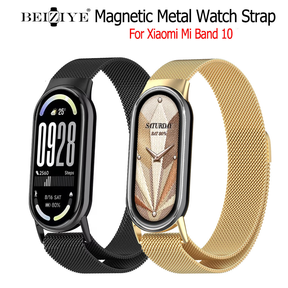 Beiziye Dây đeo thay thế bằng inox cho đồng hồ thông minh Xiaomi Smart Band 10 Mi Band 10