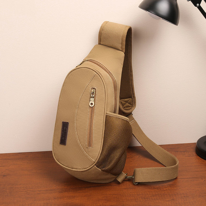 Men's Bag New Canvas Bag Chest Bag Crossbody Bag Korean Style Shoulder Bag Retro Leisure Cycling Spo