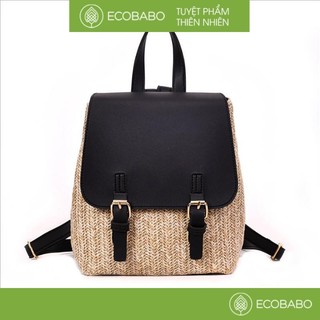 Balo cói phối da Retro cực độc dễ phối đồ | Ecobabo