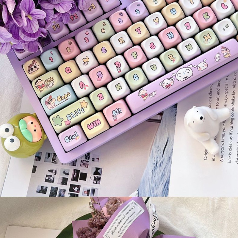 Crayon Shin-Chan Keycaps MOA Profile Bàn phím cơ PBT DYE-SUB năm mặt được cá nhân hóa dễ thương Keycap DIY 128 phím | BigBuy360 - bigbuy360.vn