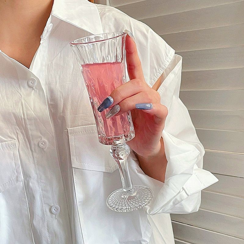 Niche Retro ins Phong Cách Kim Cương Nổi Cốc Thủy Tinh Có Giá Trị Cao Champagne Ly Rượu Phương Tây L