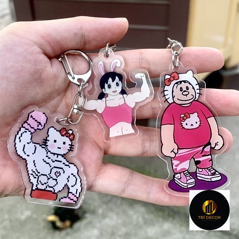 Móc Khoá Chaien Kitty Shizuka Cơ Bắp Cute Đôi Sanrito anime  MK_ĐH