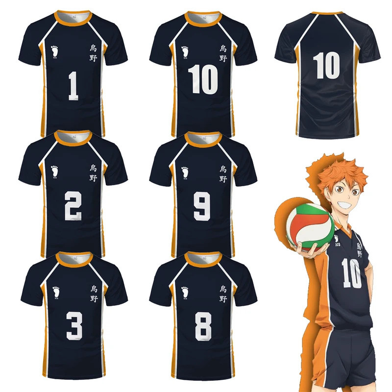 Haikyuu Junior Anime 3D In Hình Áo Thun Bóng Chuyền Bé Trai Karasuno Koukou Trường Trung Học Áo Nam 