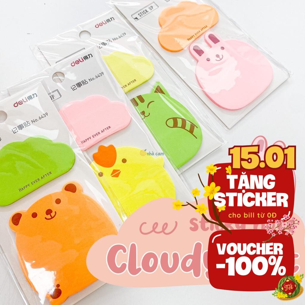 Sticky Note Cloud Pet Neon Deli Nhà Cam