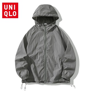 Áo khoác nam athleisure ngoài trời Uniqlo có mũ trùm đầu có khóa kéo 6 màu