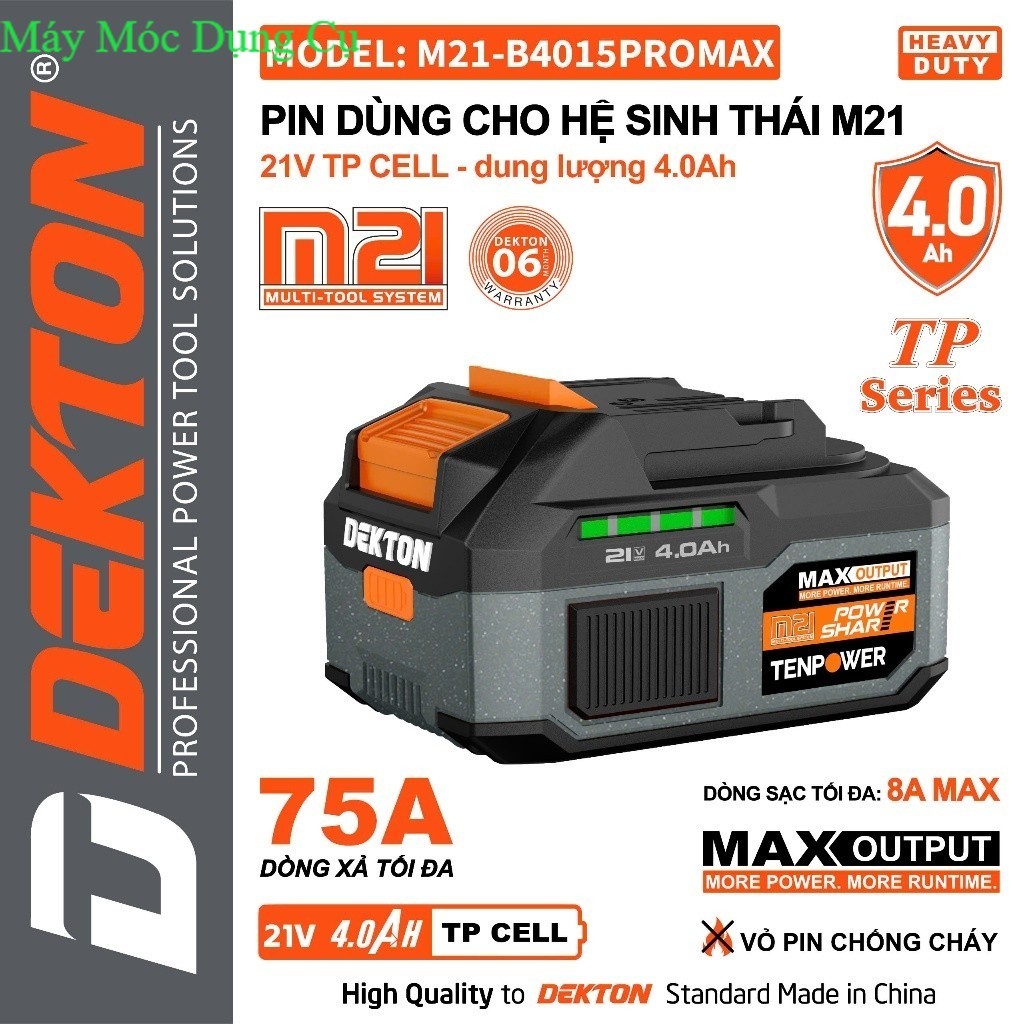 PIN DEKTON THẾ HỆ THỨ 3 M21GEN 3 PRO-Pin B4015PROMAX-4Ah-5Ah-6Ah-7.5Ah Máy móc Dụng cụ