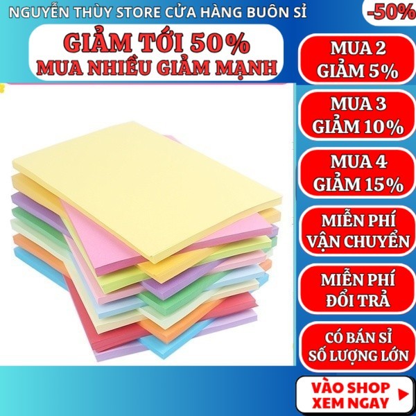 Bộ giấy 50, 100 tờ khổ A4 đẹp nét - Bộ giấy bìa dày A4 chất lượng tốt , Nguyễn Thùy Store