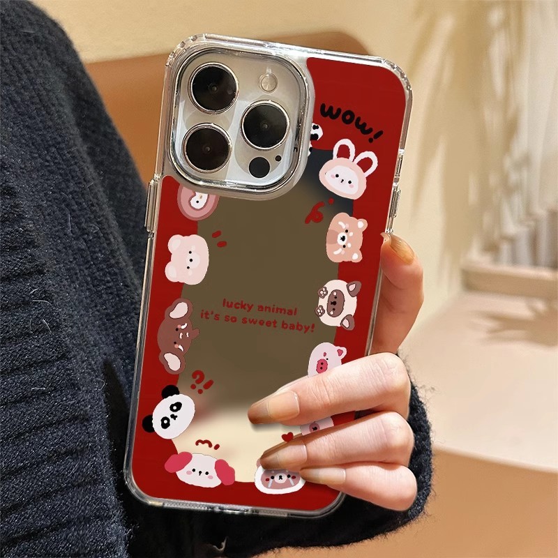 Vỏ Gương Động Vật Dễ Thương Tương Thích Cho OPPO A5 A3 Pro F29 Pro Realme C75 GT7 Pro 14 Pro Plus 14