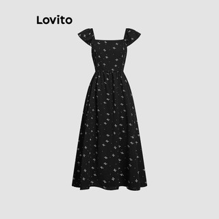 Đầm Lovito xếp ly họa tiết bướm phong cách thường ngày cho nữ LNE58660