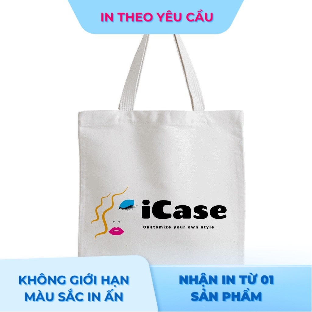 Túi vải Canvas iCase in logo theo yêu cầu không giới hạn số lượng kích thước 26x33cm