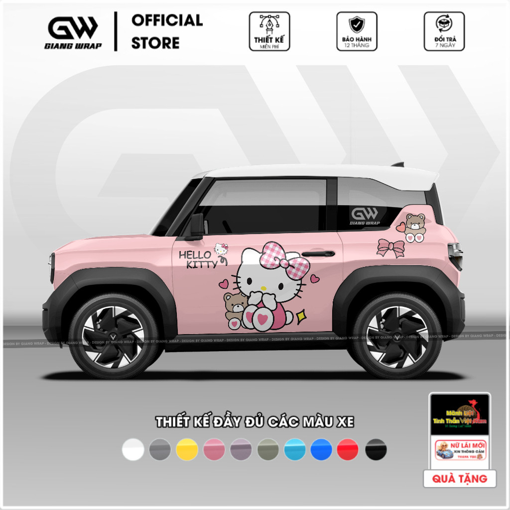 Decal Tem Xe VF3 Hello Kitty Cute - Mẫu 012