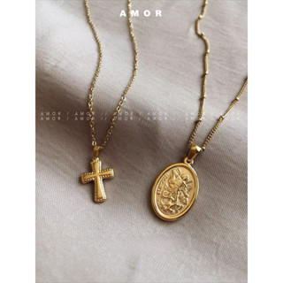 Vòng cổ chéo tiền xu chân dung mạ titan 18K với phong cách châu Âu và Mỹ cổ điển hình bầu dục dành cho nữ