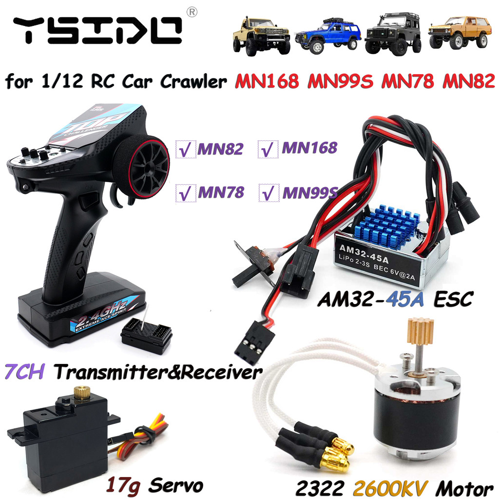 2322 2600KV Động Cơ Không Chổi Than AM32 45A ESC 17g Servo 7CH Bộ Thu Phát Combo Cho 1 / 12 RC Xe Bá