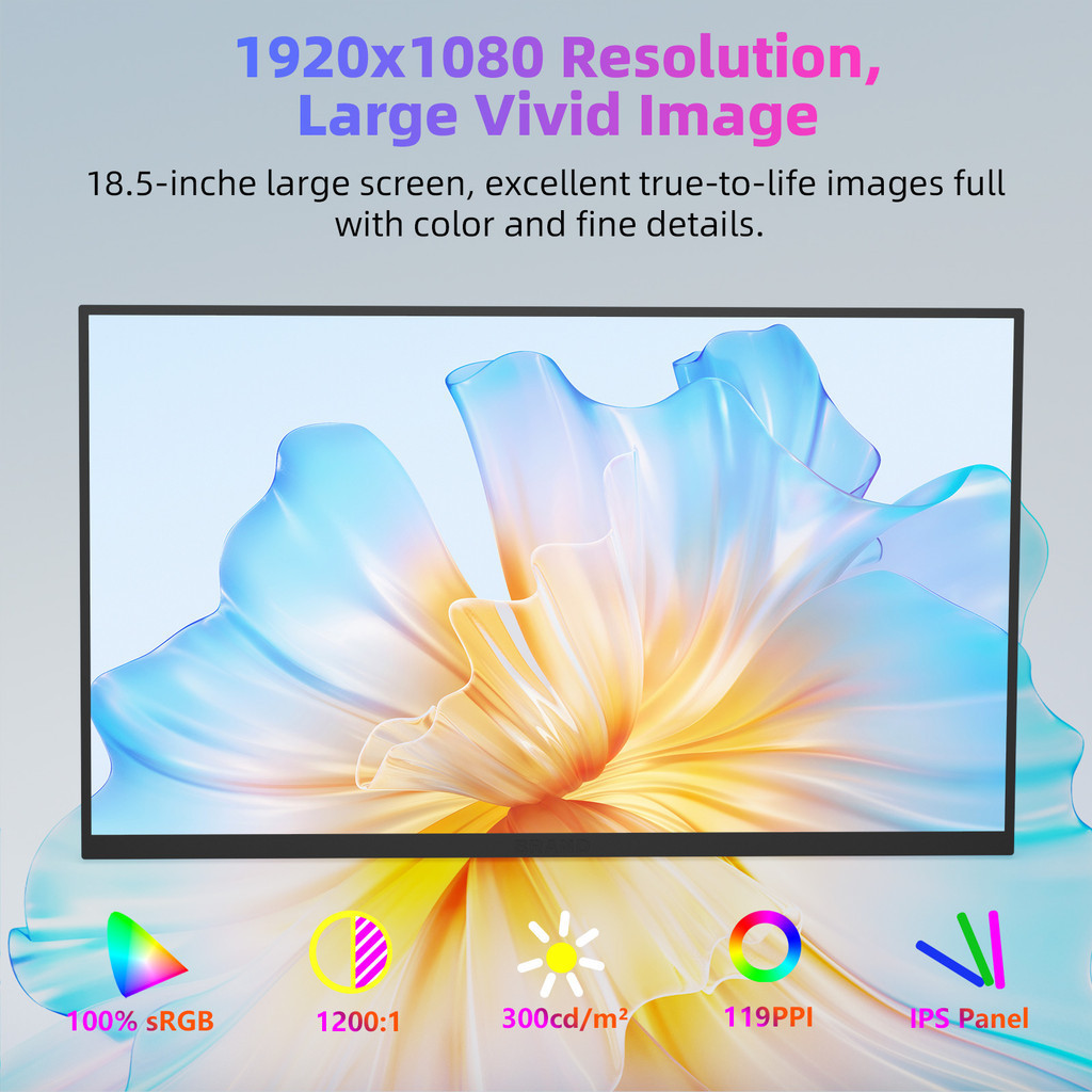 GOOJODOQ Màn hình mở rộng  Màn hình 14 / 15.6 / 16 / 18.5 inch Màn hình IPS góc rộng 1080P FHD Hình ảnh sống động Siêu mỏng & Thiết kế di động | BigBuy360 - bigbuy360.vn