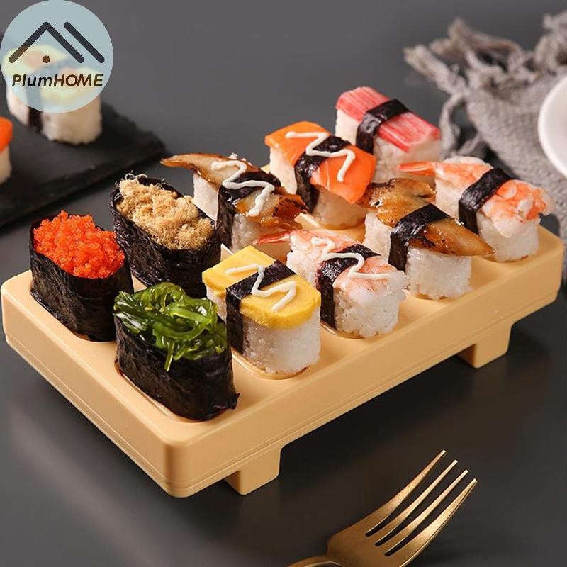 Plumhome Sushi Press Mold Hình Chữ Nhật Musubi Maker Press 10 Trong 1 Nhật Bản Onigiri Sushi Rice Mo
