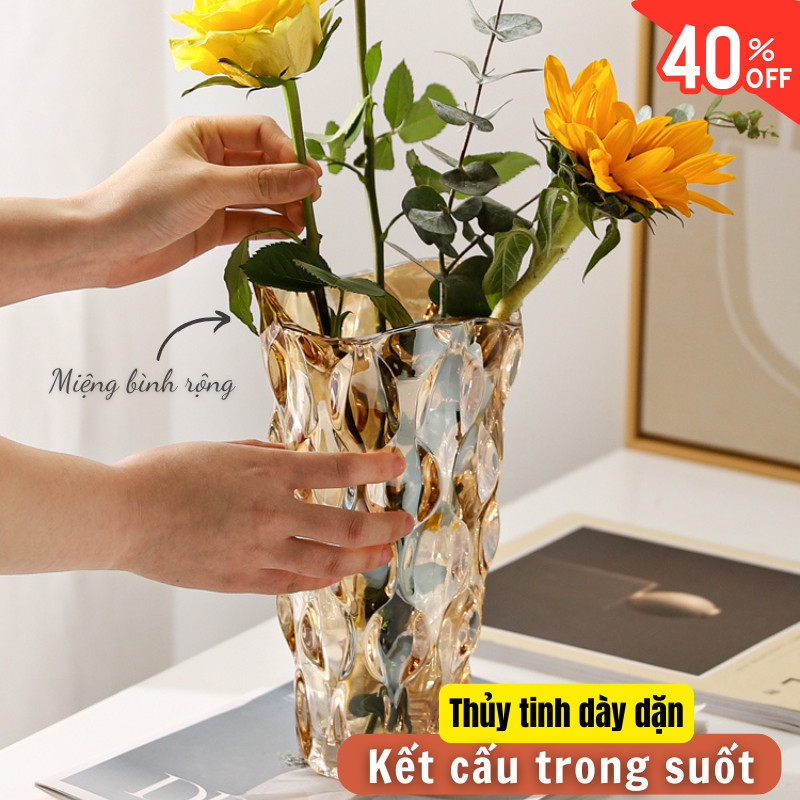 Bình Hoa Pha Lê Bohemia Cao Cấp Joful home Lọ Hoa Thủ Công Thủy Tinh Trong Suốt Tinh Tế Sang Trọng 2