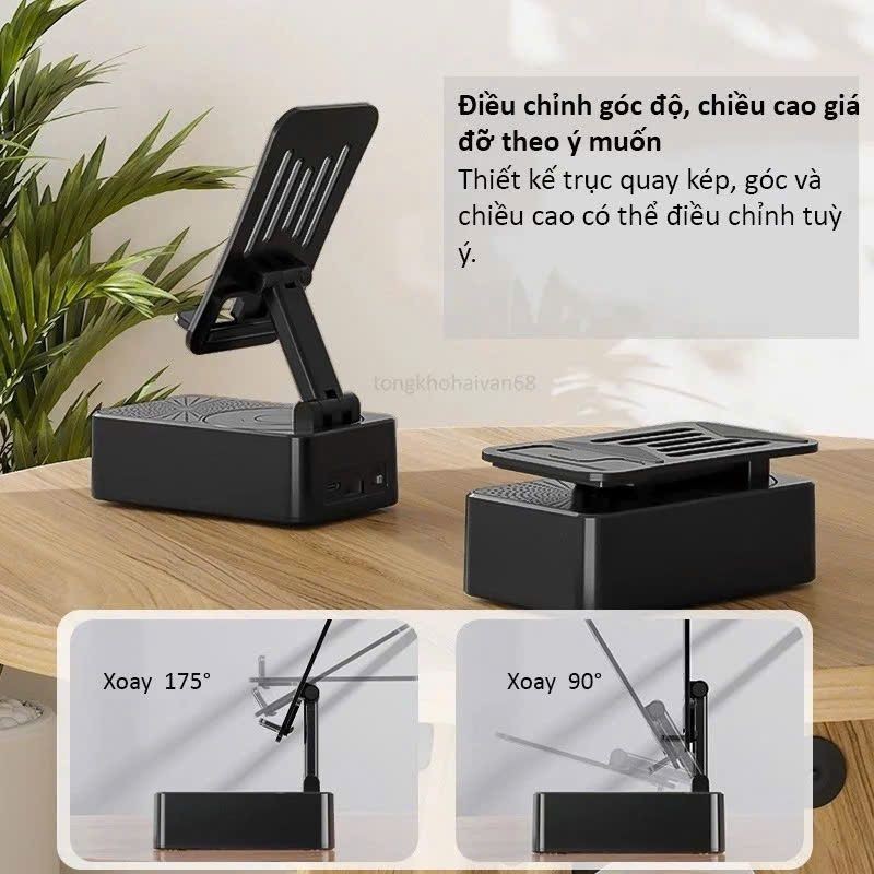 Loa Bluetooth K1 Loa 3 Trong 1 Tích Hợp Sạc Dự Phòng Giá Đỡ Điện Thoại Chống Trượt Có Thể Gập Lại