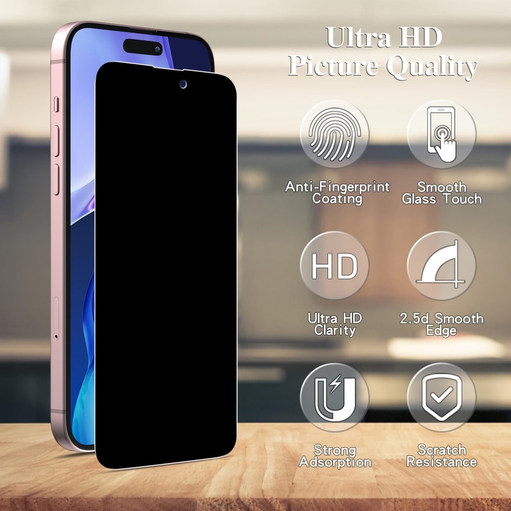 3 Kính Cường Lực Chống Gián Điệp Cho iPhone 17e 16e 16 15 Pro Max Bảo Vệ Màn Hình Riêng Tư iPhone 15