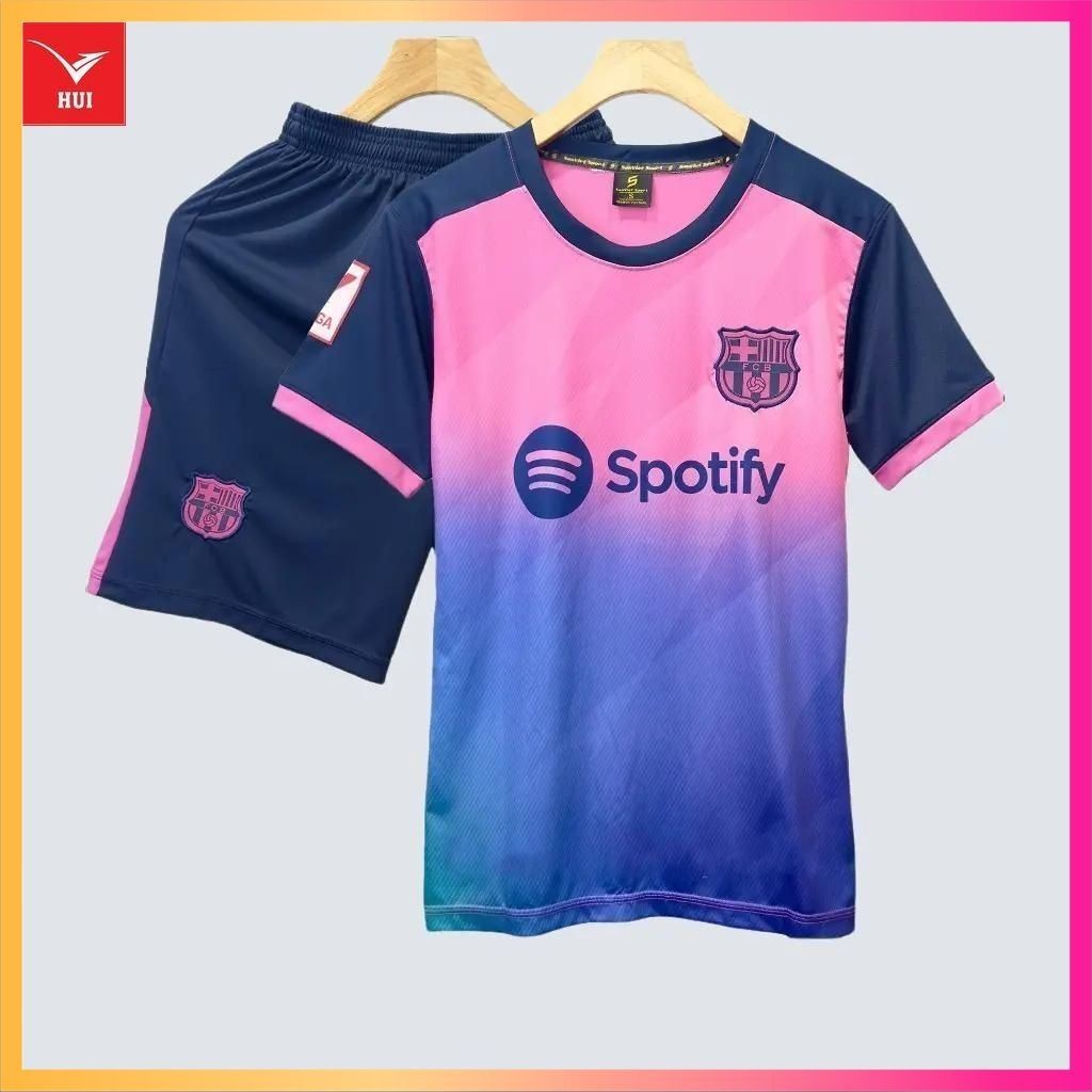 Free in - Bộ Quần Áo Bóng Đá, Đồ Đá Banh Barca Hồng 2024 2025 Thun Lạnh Cao Cấp. TOP, SPORT