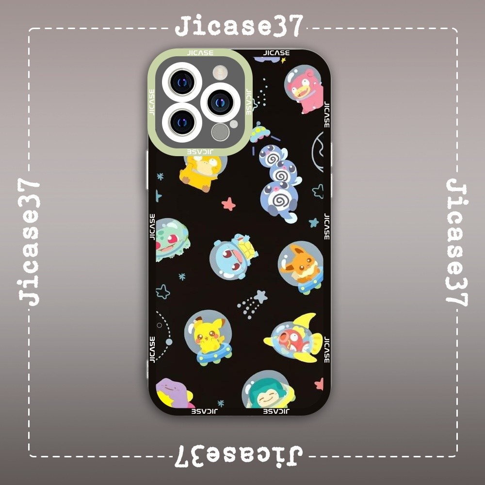 Ốp lưng iPhone Cạnh Vuông Samsung Xiaomi Oppo hoạt hình Pokémon Pikachu ếch kì diệu