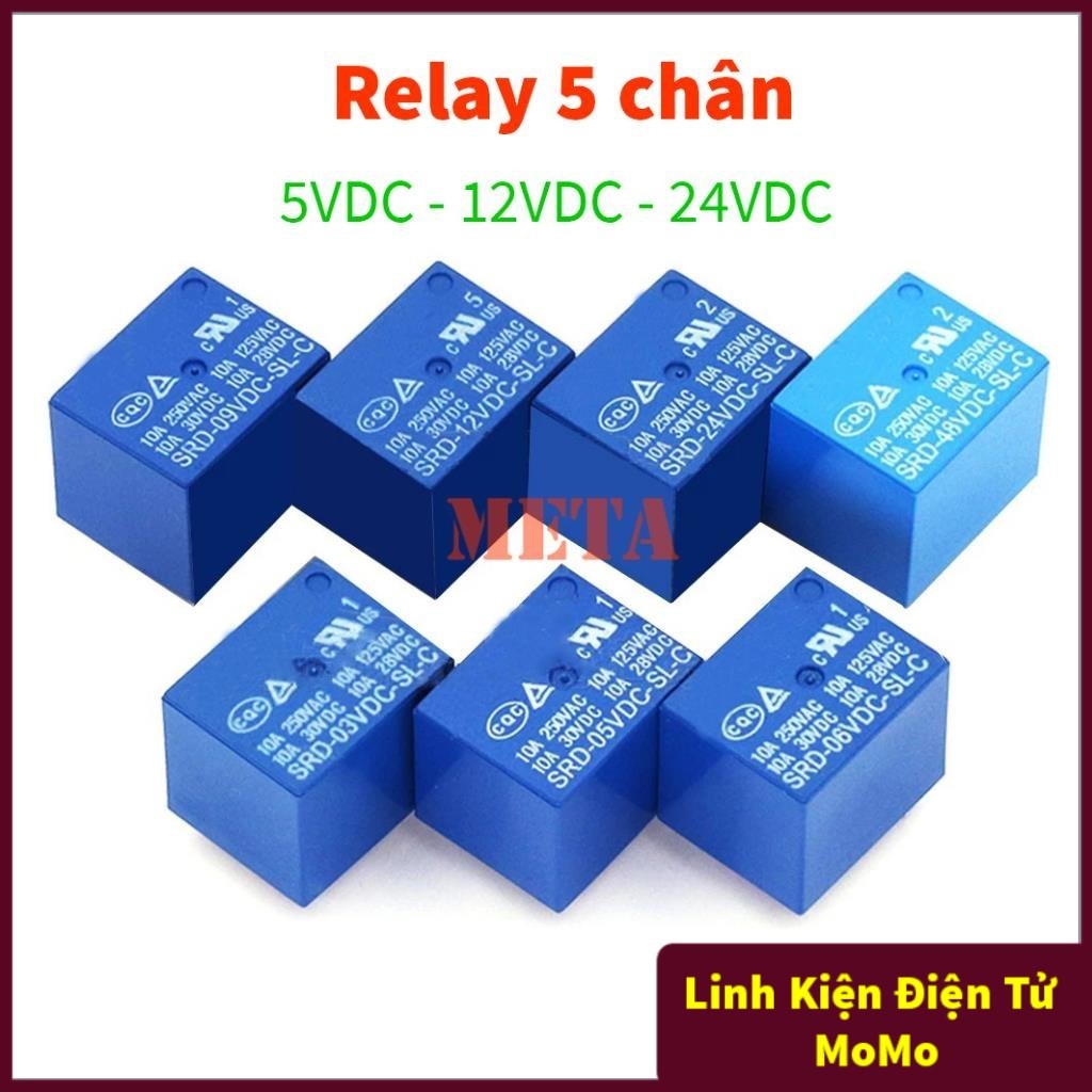 Relay 5 Chân 5V 12V 24V 10A, Rơ Le 5 Chân 10A, Role 5 chân