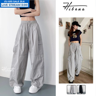 [TOP 1] Quần gió nữ thể thao gió nhăn vải dù HIBENA Quần jogger nhảy dance trekking leo núi đi chơi cạp chun Q06
