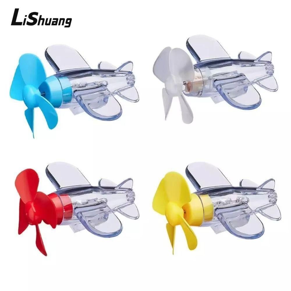 Máy bay đèn LED LISHUANG, Máy bay phát điện gió bằng nhựa trong suốt màu đỏ xanh vàng, Đèn LED trang