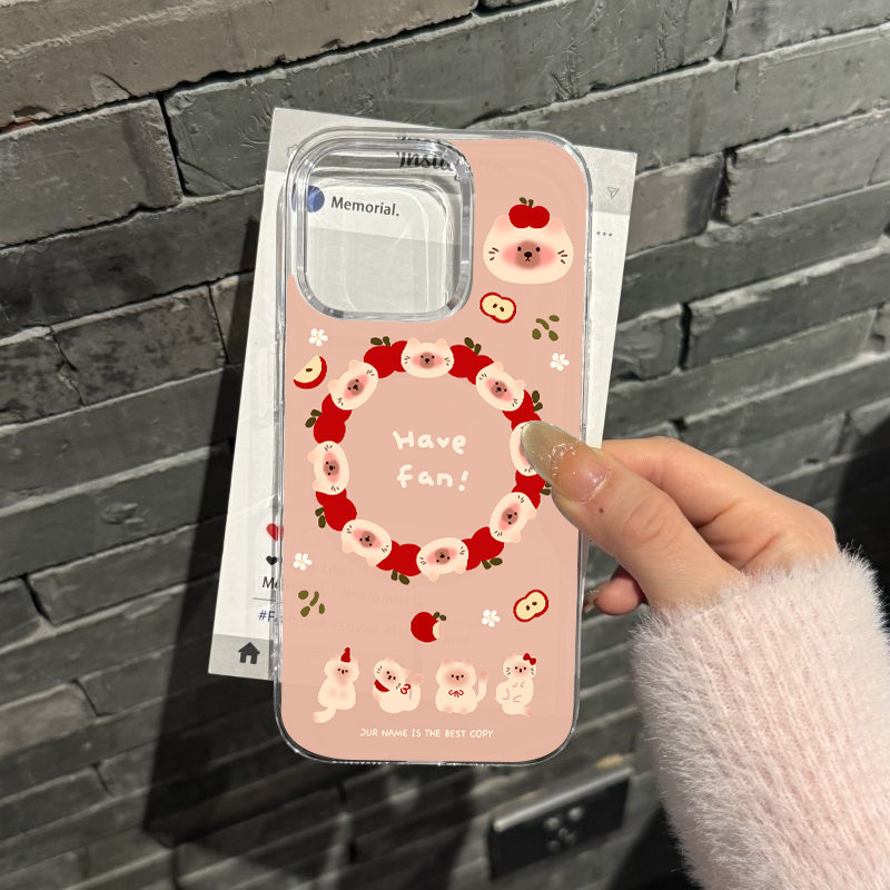 Ốp điện thoại Iphone có họa tiết mèo có vòng từ tính để sạc không dây. Chống sốc IP11-16 IP11-16 Bìn