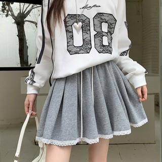  Chân váy xếp ly xòe ngắn basic mix ren cạp chun dành cho nữ 