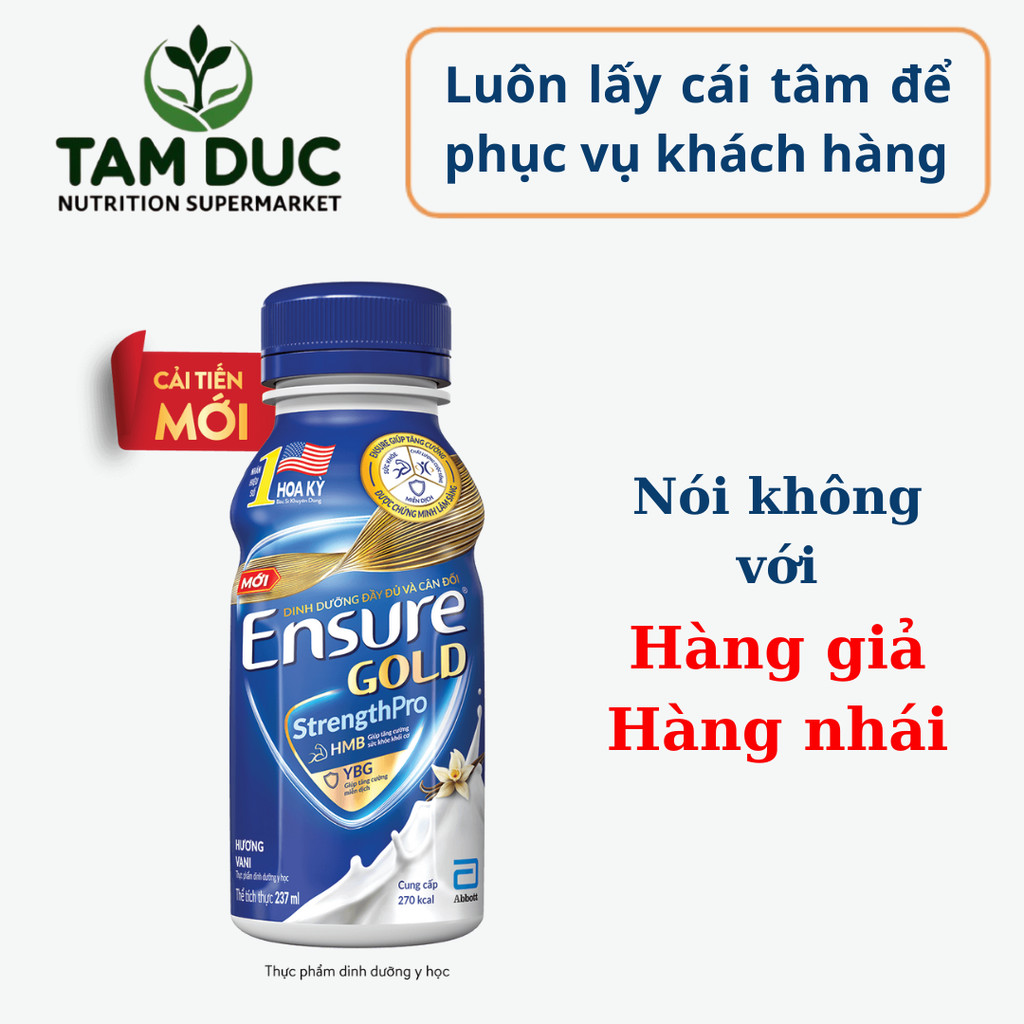 6 chai Ensure gold nước Gold (Vigor) HMB 237ml  - Hàng chính hãng - Date mới