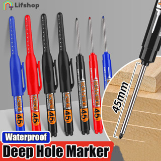 Mực đỏ / đen / xanh - Bút đánh dấu gỗ 20-45mm - Dụng cụ đục lỗ chế biến gỗ - Bút đánh dấu lỗ sâu đầu dài 3 màu - Dầu, không thấm nước, sấy nhanh
